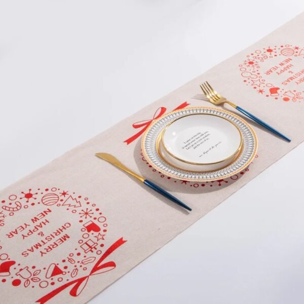 Elegant festive linen table runner – waterproof, reusable holiday table decoration