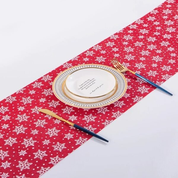 Elegant festive linen table runner – waterproof, reusable holiday table decoration