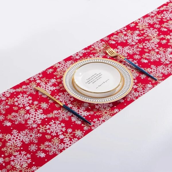Elegant festive linen table runner – waterproof, reusable holiday table decoration