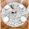 Gray chrysanthemum floral printed elastic PVC round table cover