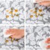 Gray Chrysanthemum Print Elastic Table Cover