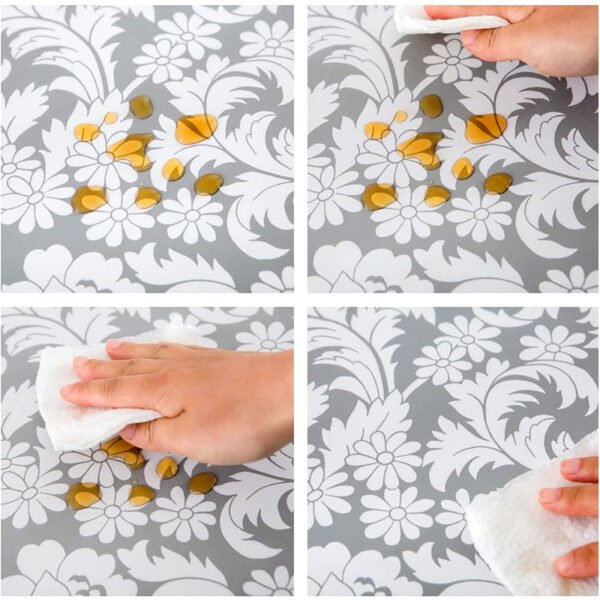Gray Chrysanthemum Print Elastic Table Cover