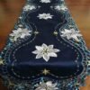 Green embroidered Christmas table runner 16x72 inch for weddings and holidays