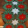 Green embroidered Christmas table runner 16x72 inch for weddings and holidays