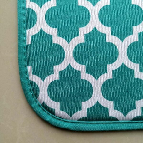 Green Diamond Print Foam-Core Dish Drying Mat – Decorative Absorbent Pad