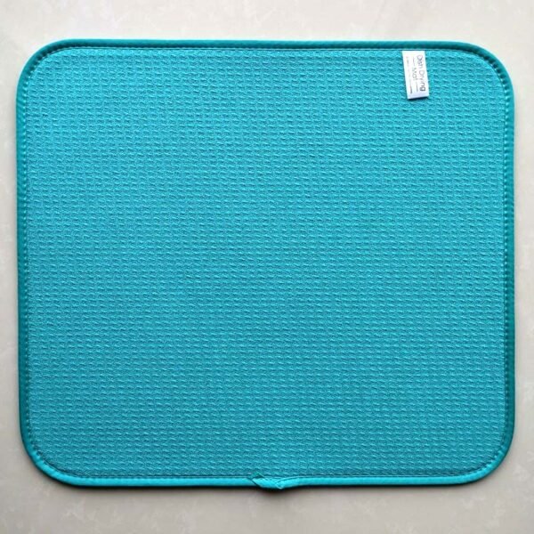 Green Diamond Print Foam-Core Dish Drying Mat – Decorative Absorbent Pad
