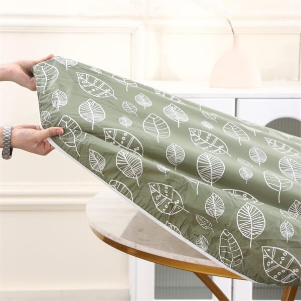 Green Leaf Print Elastic Table Cover