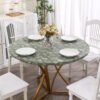 Green leaf printed elastic PVC round table cover