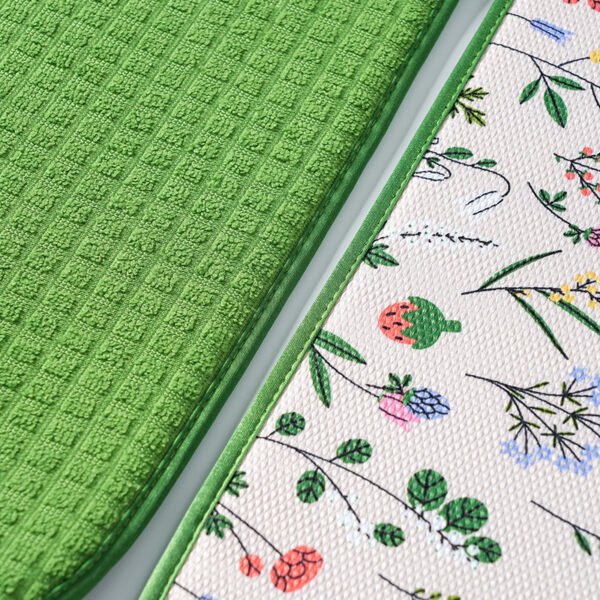 Green Printed Foam-Core Dish Drying Mat – Cushioned Absorbent Kitchen Pad