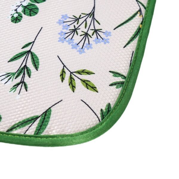 Green Printed Foam-Core Dish Drying Mat – Cushioned Absorbent Kitchen Pad
