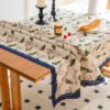 Green Leaf Pattern Printed Cotton Tablecloth