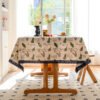 Green Leaf Pattern Cotton Tablecloth - Botanical Print for Kitchen