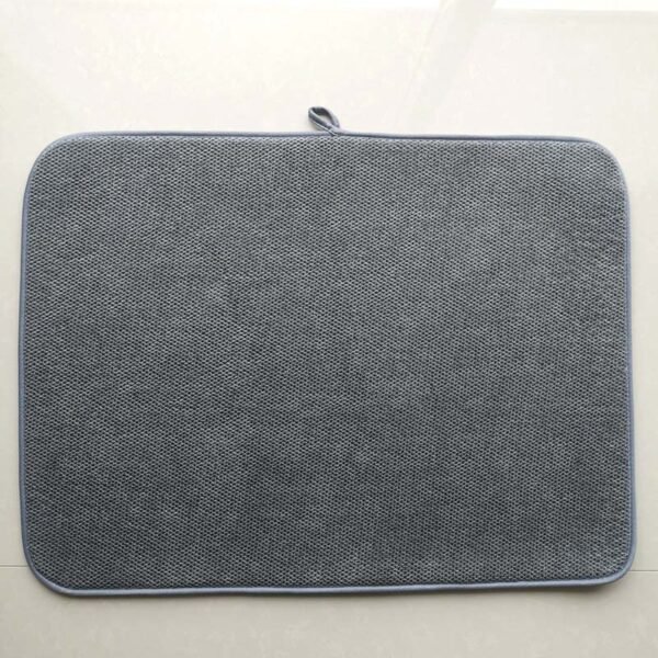 Grey Coral Fleece Foam-Core Dish Drying Mat – Wholesale (2) Grey Coral Fleece Foam-Core Dish Drying Mat – Absorbent Double-Sided Kitchen Pad