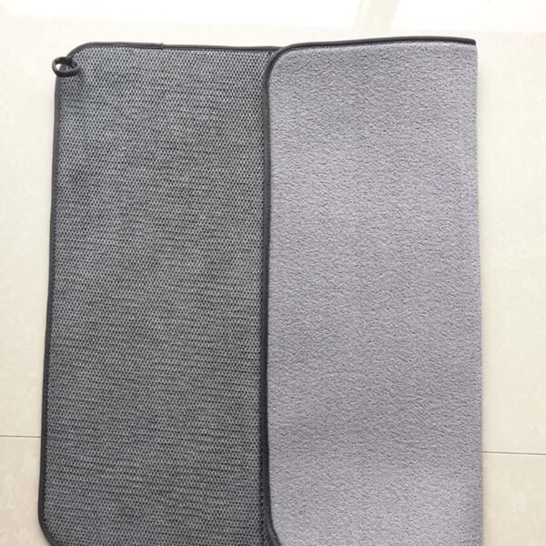 Grey Coral Fleece Foam-Core Dish Drying Mat – Wholesale (5) Grey Coral Fleece Foam-Core Dish Drying Mat – Absorbent Double-Sided Kitchen Pad
