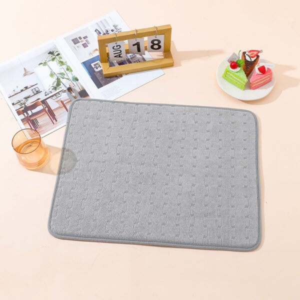 Grey Microfiber Dish Drying Mat – Absorbent Non-Slip Counter Mat