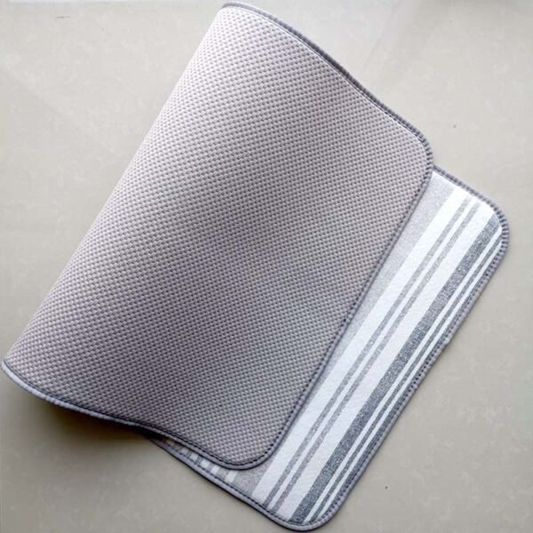 Grey Striped Oversized Foam-Core Dish Drying Mat – Absorbent Large Kitchen Pad