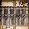 Halloween bat skull lace café curtain black sheer decorative valance