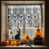 Halloween bat skull lace café curtain black sheer decorative valance