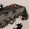 Halloween Skull Print Café Curtain (5) Halloween skull print café curtain black polyester spooky kitchen valance