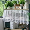 heart flower print polyester café curtain white sheer farmhouse valance