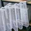 heart flower print polyester café curtain white sheer farmhouse valance