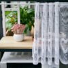 heart flower print polyester café curtain white sheer farmhouse valance