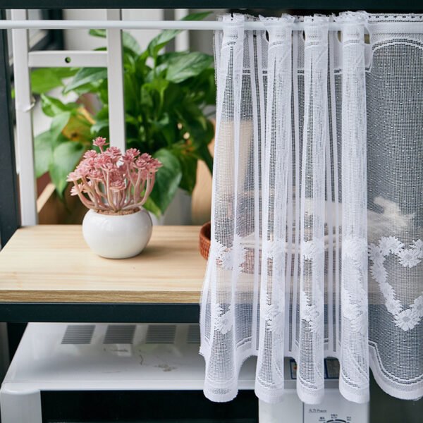heart flower print polyester café curtain white sheer farmhouse valance