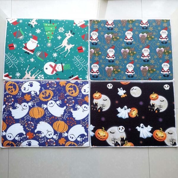 Holiday Printed Foam-Core Dish Drying Mat – Wholesale (1) Holiday Printed Dish Drying Mat – Christmas & Halloween Festive Pad