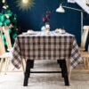 Red and green cotton plaid Christmas tablecloth for wholesale holiday dining Checkered cotton blend Christmas tablecloth bulk supply