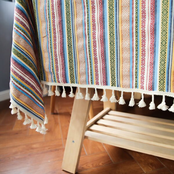 Indiana Style Cotton Blend Tablecloth - Fringe Trim for Farmhouse Dining