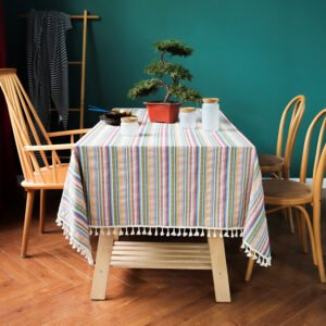 Custom Indiana Style Tablecloth - Cotton Blend Fringe Trim Country Decor
