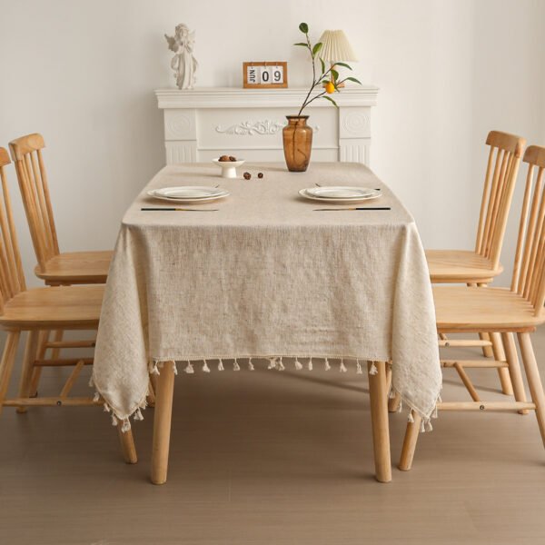LINEN TABLECLOTH (1) Durable rustic cotton linen tablecloth for weddings, restaurants, and home use