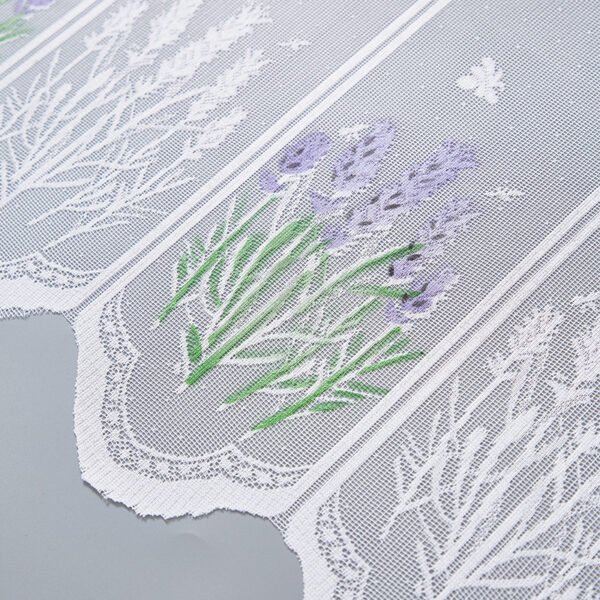 Lavender Print Polyester Café Curtain (1) lavender print polyester café curtain floral rustic farmhouse kitchen valance