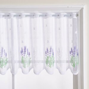 lavender print polyester café curtain floral rustic farmhouse kitchen valance