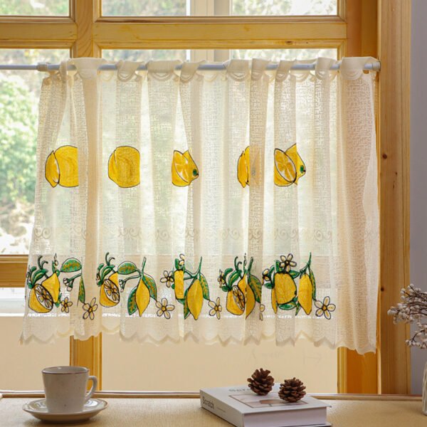 lemon embroidery polyester café curtain country farmhouse kitchen valance