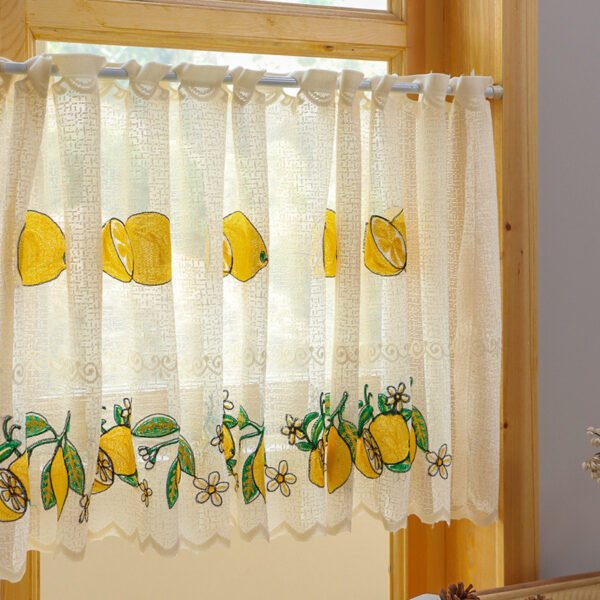 lemon embroidery polyester café curtain country farmhouse kitchen valance
