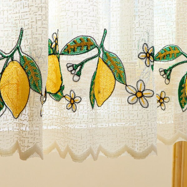 lemon embroidery polyester café curtain country farmhouse kitchen valance
