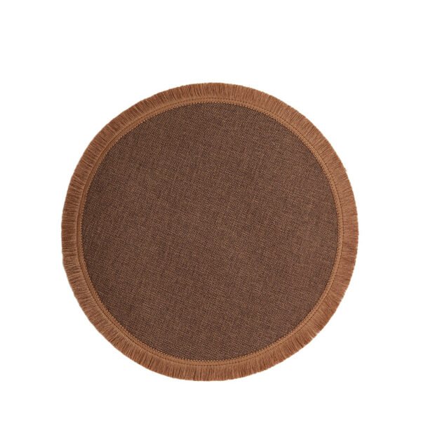 Linen Fringe Woven Placemats (6) Linen fringe woven placemats in coffee, off-white, and pink