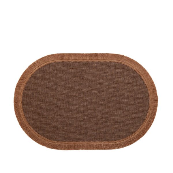 Linen Fringe Woven Placemats (7) Linen fringe woven placemats in coffee, off-white, and pink