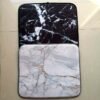 Black-and-White Marble Print Foam-Core Dish Drying Mat – Elegant Absorbent Pad