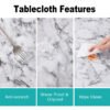 Marble Vinyl Tablecloth with Flannel Backing (6) Marble Vinyl Tablecloth with Flannel Backing
