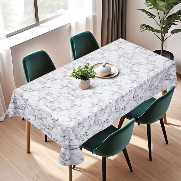 Marble Vinyl Tablecloth with Flannel Backing (7) Marble Vinyl Tablecloth with Flannel Backing