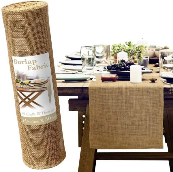 Natural Jute Table Runner Roll (4) 100% Natural Jute Table Runner Roll – 14'' x 30ft