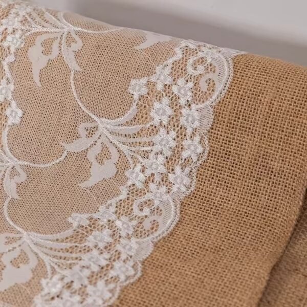 Natural Jute Table Runner with Lace