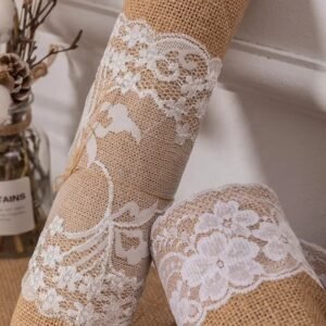 Natural Jute Table Runner with Lace