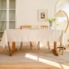 Natural Linen Color Cotton Blend Tablecloth (7) Natural Linen Color Cotton Blend Tablecloth