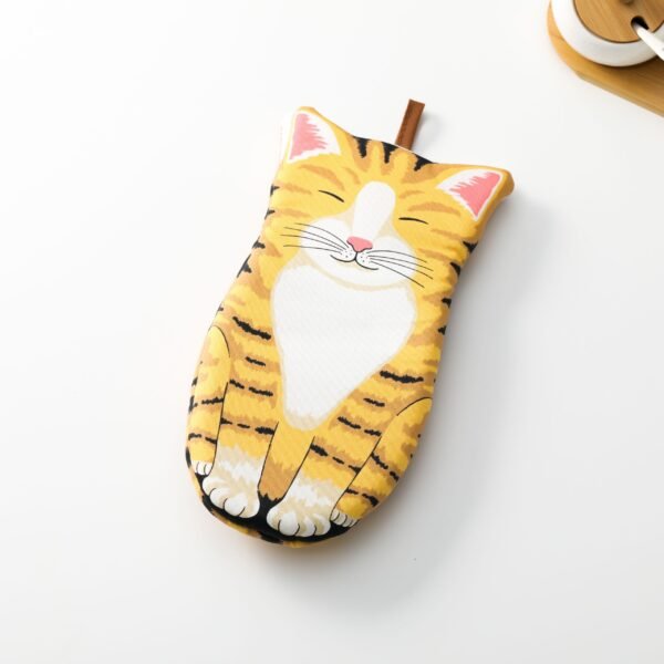 Orange Cat Paw Microwave Oven Mitt - Heat Resistant Cotton (2) Cute Cat Paw Microwave Oven Mitts - Cotton, Orange