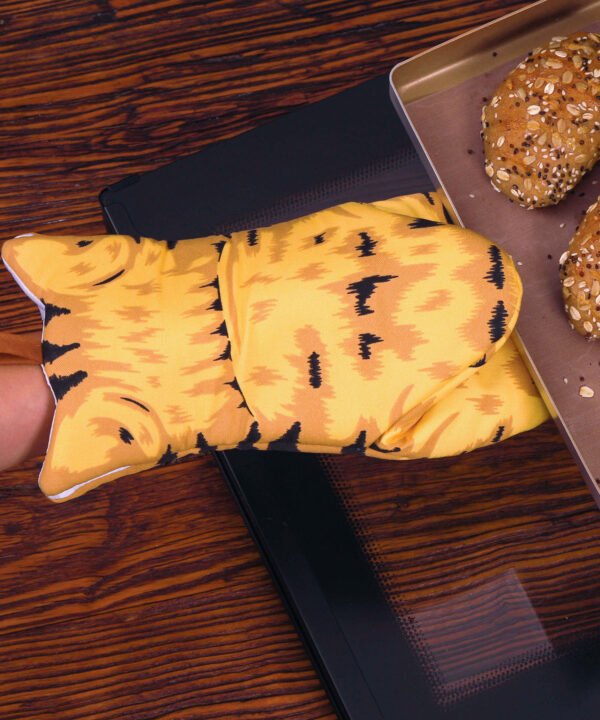 Orange Cat Paw Microwave Oven Mitt - Heat Resistant Cotton (4) Cute Cat Paw Microwave Oven Mitts - Cotton, Orange