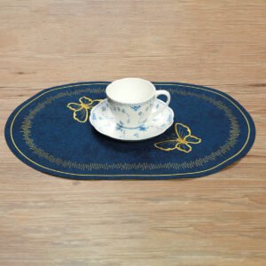 Oval linen butterfly placemat 45x32cm heat-resistant Nordic style