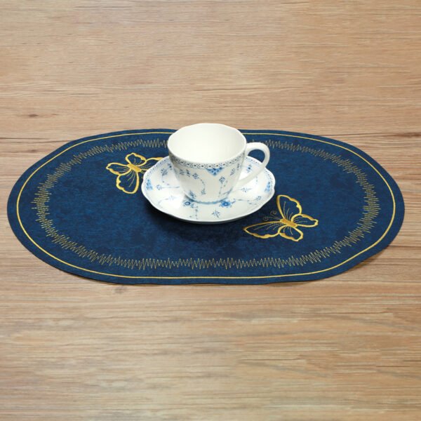 Oval Linen Butterfly Heat-Resistant Placemat 45x32cm (1) Oval linen butterfly placemat 45x32cm heat-resistant Nordic style